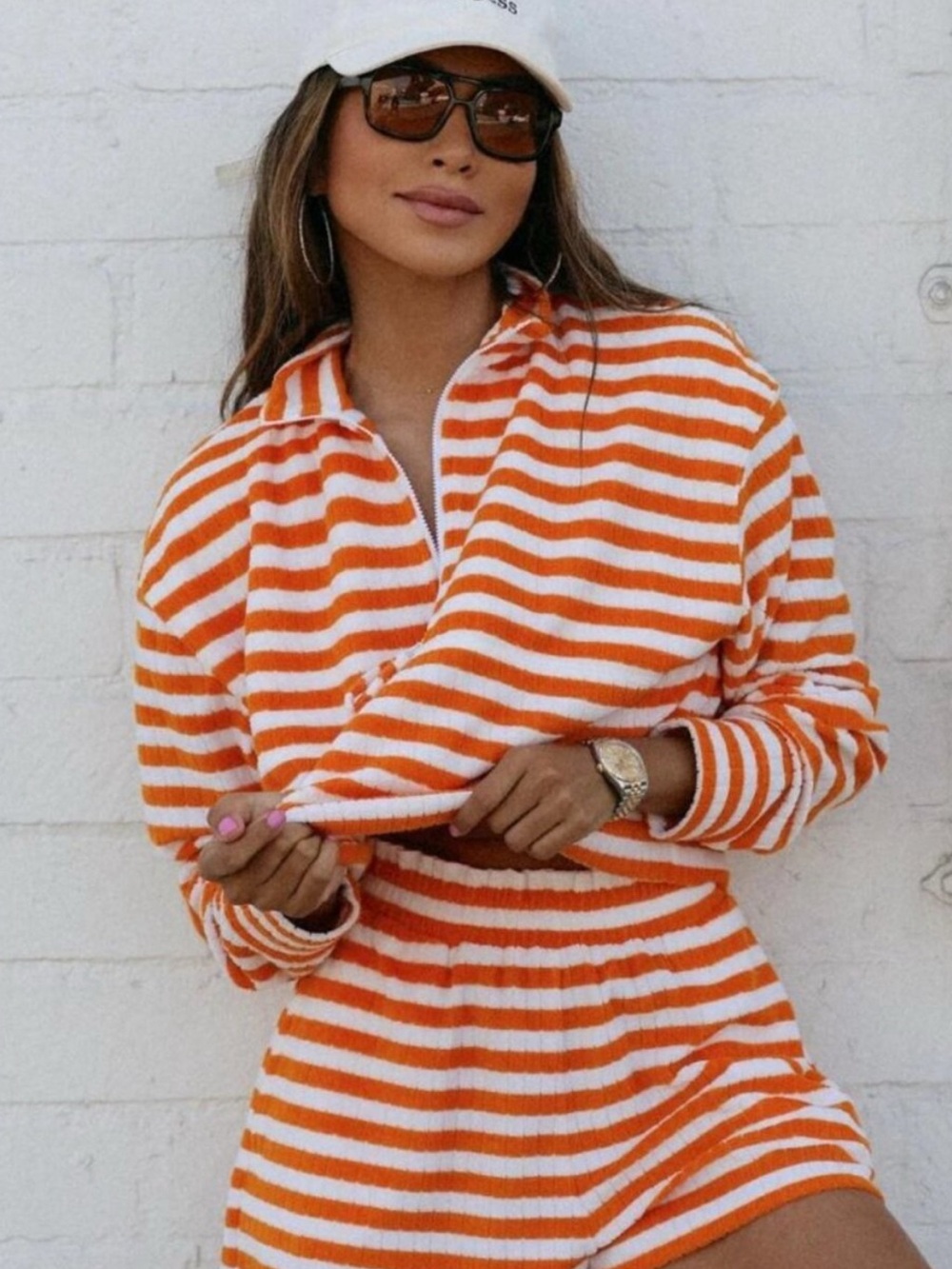 Sincerely Jules Orange & White Striped Terry FULL SET